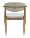 Set of Two Gray And Gold Upholstery And Steel Open Back Dining Arm Chairs