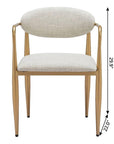 Set of Two Gray And Gold Upholstery And Steel Open Back Dining Arm Chairs