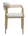 Set of Two Gray And Gold Upholstery And Steel Open Back Dining Arm Chairs