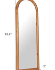 66" Natural Solid Wood Arch Framed Full Length Mirror