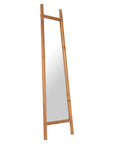70" Natural Solid Wood Leaning Geometric Framed Standing Mirror
