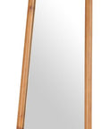 70" Natural Solid Wood Leaning Geometric Framed Standing Mirror