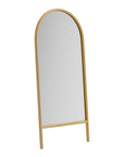 71" Natural Solid Wood Arch Freestanding Framed Full Length Mirror