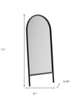 71" Natural Solid Wood Arch Freestanding Framed Full Length Mirror