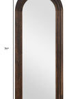 71" Brown Solid Wood Arch Freestanding Framed Full Length Mirror
