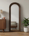 71" Brown Solid Wood Arch Freestanding Framed Full Length Mirror