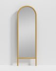 64" Natural Solid Wood Arch Leaning Framed Full Length Mirror