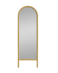 64" Natural Solid Wood Arch Leaning Framed Full Length Mirror