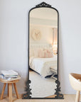 68" Black Metal Arch Framed Full Length Mirror