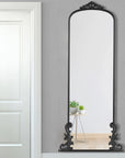 68" Black Metal Arch Framed Full Length Mirror