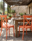 Set of Two Salmon Heavy Duty Plastic Outdoor Stacking Dining Chairs