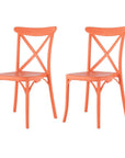 Set of Two Salmon Heavy Duty Plastic Outdoor Stacking Dining Chairs