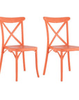 Set of Two Salmon Heavy Duty Plastic Outdoor Stacking Dining Chairs