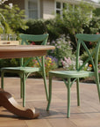 Set of Two Green Heavy Duty Plastic Outdoor Stacking Dining Chairs