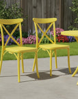 Set of Two Green Heavy Duty Plastic Outdoor Stacking Dining Chairs