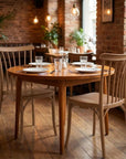 Set of Two Tan and Natural Heavy Duty Plastic Slat Back Dining Side Chairs
