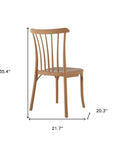 Set of Two Tan and Natural Heavy Duty Plastic Slat Back Dining Side Chairs