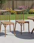 Set of Two Tan and Natural Heavy Duty Plastic Slat Back Dining Side Chairs