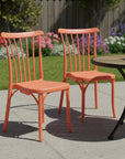 Set of Two Salmon Heavy Duty Plastic Outdoor Stacking Dining Chairs