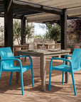 Set of Two Blue Heavy Duty Plastic Outdoor Stacking Dining Chairs