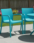 Set of Two Blue Heavy Duty Plastic Outdoor Stacking Dining Chairs