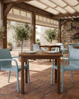 Set of Two Baby Blue Heavy Duty Plastic Outdoor Stacking Dining Chairs