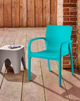 Set of Two Baby Blue Heavy Duty Plastic Outdoor Stacking Dining Chairs