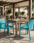 Set of Two Baby Blue Heavy Duty Plastic Outdoor Stacking Dining Chairs