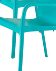 Set of Two Baby Blue Heavy Duty Plastic Outdoor Stacking Dining Chairs