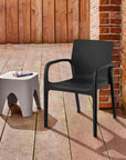 Set of Two Baby Blue Heavy Duty Plastic Outdoor Stacking Dining Chairs