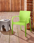 Set of Two Baby Blue Heavy Duty Plastic Outdoor Stacking Dining Chairs