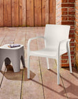Set of Two Baby Blue Heavy Duty Plastic Outdoor Stacking Dining Chairs