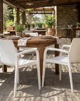 Set of Two Baby Blue Heavy Duty Plastic Outdoor Stacking Dining Chairs