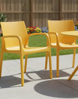 Set of Two Baby Blue Heavy Duty Plastic Outdoor Stacking Dining Chairs