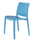 Set of Four Blue Heavy Duty Plastic Outdoor Stacking Dining Chairs