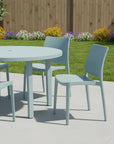 Set of Four Blue Heavy Duty Plastic Outdoor Stacking Dining Chairs