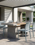 Set of Four Blue Heavy Duty Plastic Outdoor Stacking Dining Chairs
