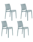 Set of Four Blue Heavy Duty Plastic Outdoor Stacking Dining Chairs