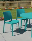 Set of Four Blue Heavy Duty Plastic Outdoor Stacking Dining Chairs