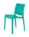 Set of Four Blue Heavy Duty Plastic Outdoor Stacking Dining Chairs