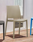 Set of Four Blue Heavy Duty Plastic Outdoor Stacking Dining Chairs
