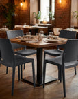 Set of Four Blue Heavy Duty Plastic Outdoor Stacking Dining Chairs