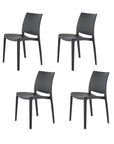Set of Four Blue Heavy Duty Plastic Outdoor Stacking Dining Chairs