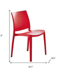 Set of Four Red Heavy Duty Plastic Outdoor Stacking Dining Chairs