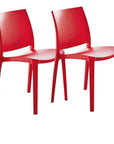 Set of Four Red Heavy Duty Plastic Outdoor Stacking Dining Chairs