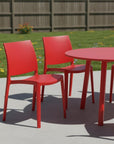 Set of Four Red Heavy Duty Plastic Outdoor Stacking Dining Chairs