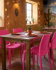 Set of Four Red Heavy Duty Plastic Outdoor Stacking Dining Chairs