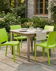 Set of Four Red Heavy Duty Plastic Outdoor Stacking Dining Chairs