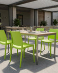 Set of Four Red Heavy Duty Plastic Outdoor Stacking Dining Chairs