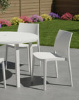 Set of Four Blue Heavy Duty Plastic Outdoor Stacking Dining Chairs